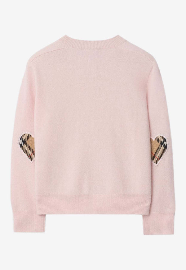 Burberry Kids Girls Wool-Blend Cardigan with Elbow Patches Pink 8117642171214/S_BURBE-A1439