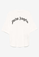 Palm Angels Curved Logo Crewneck T-shirt White PWAA023S25JER001_0310