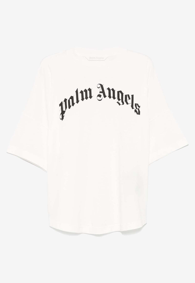 Palm Angels Curved Logo Crewneck T-shirt White PWAA023S25JER001_0310