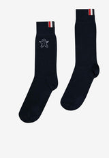 Thom Browne Holiday Gingerbread Jacquard Socks Navy FAS221AY3012_415