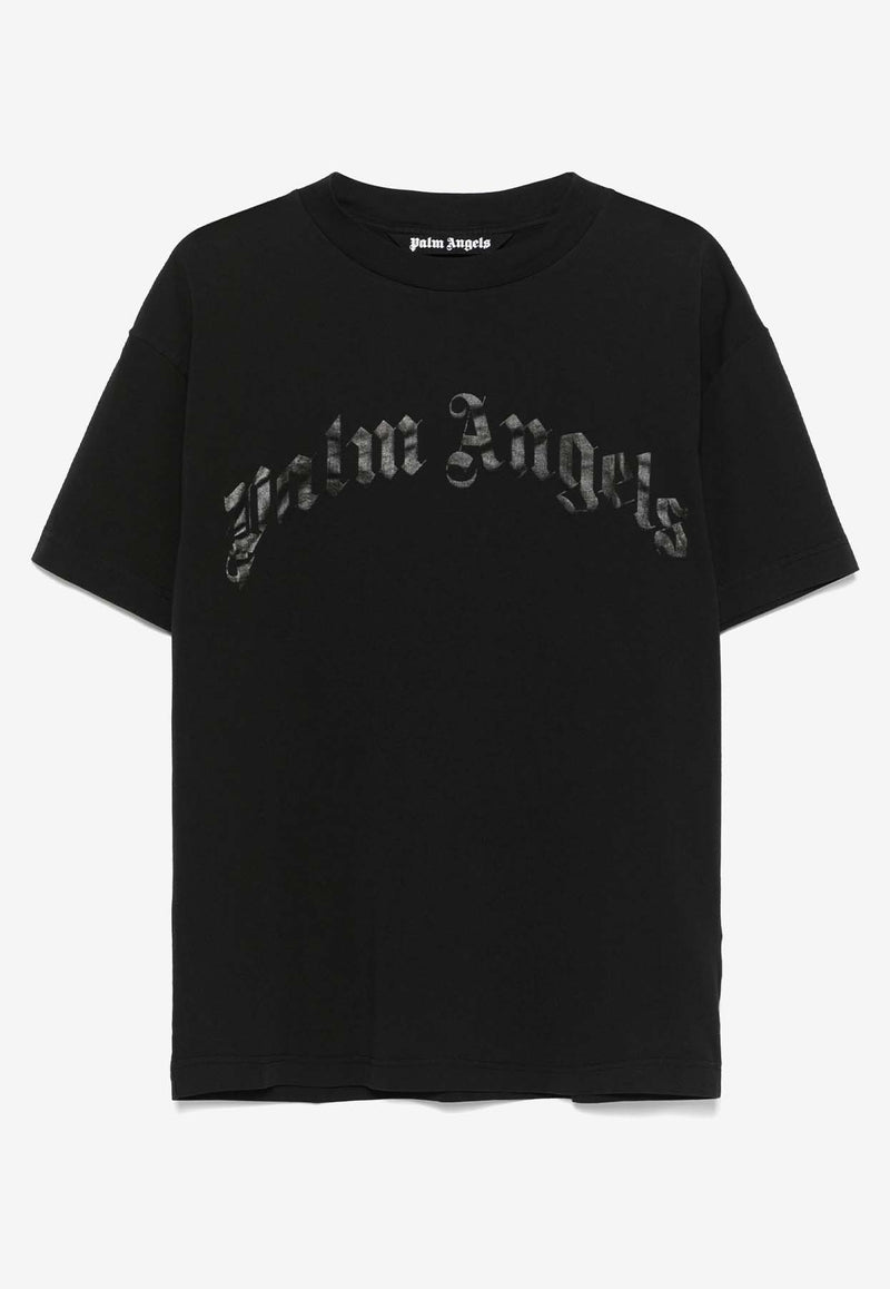 Palm Angels Curved Logo Crewneck T-shirt Black PMAA001S25JER004_1010