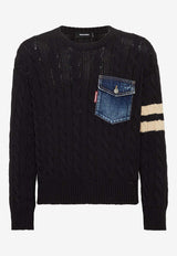 Dsquared2 Cable Knit Crewneck Sweater Black S74HA1504D13102_962