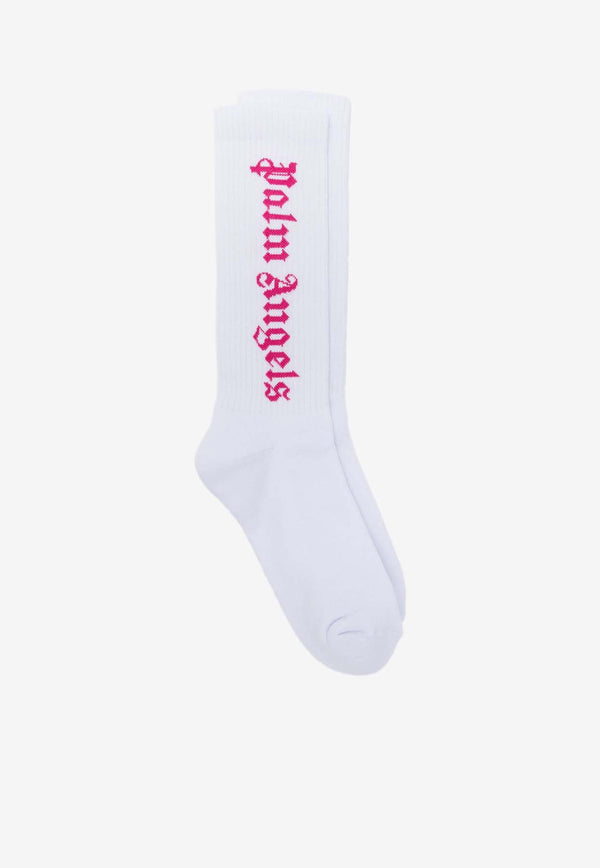 Palm Angels Classic Logo Socks White PWRA007S25FAB001_0132