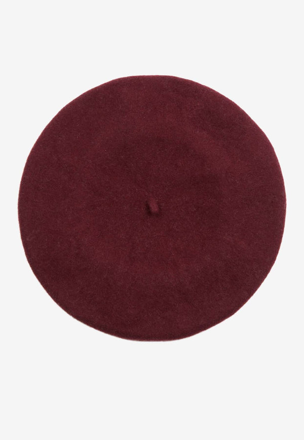 Maison Margiela Four Stitch Logo Wool Beret Burgundy S50TC0075M13115_248