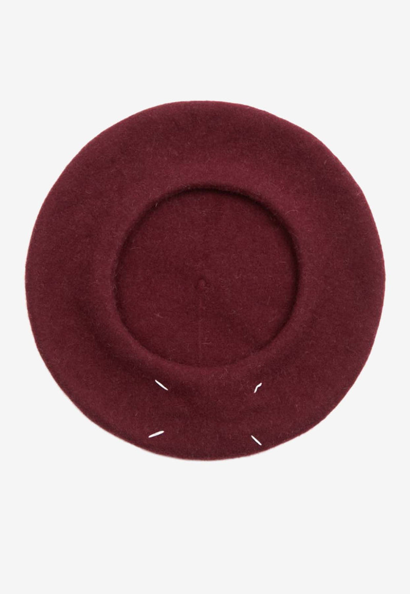 Maison Margiela Four Stitch Logo Wool Beret Burgundy S50TC0075M13115_248