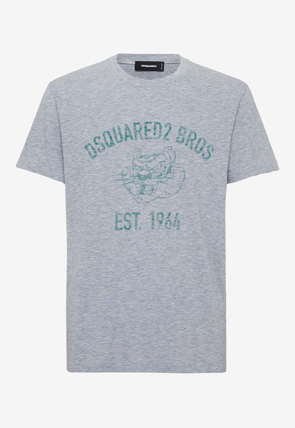 Dsquared2 Logo Bros Print T-shirt Gray S74GD1381S22146_857M