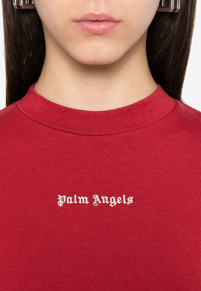 Palm Angels Logo Embroidered Crewneck T-shirt Red PWAA074S25JER001_2503