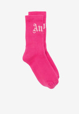 Palm Angels Curved Logo Socks Pink PWRA00AS25FAB001_323C