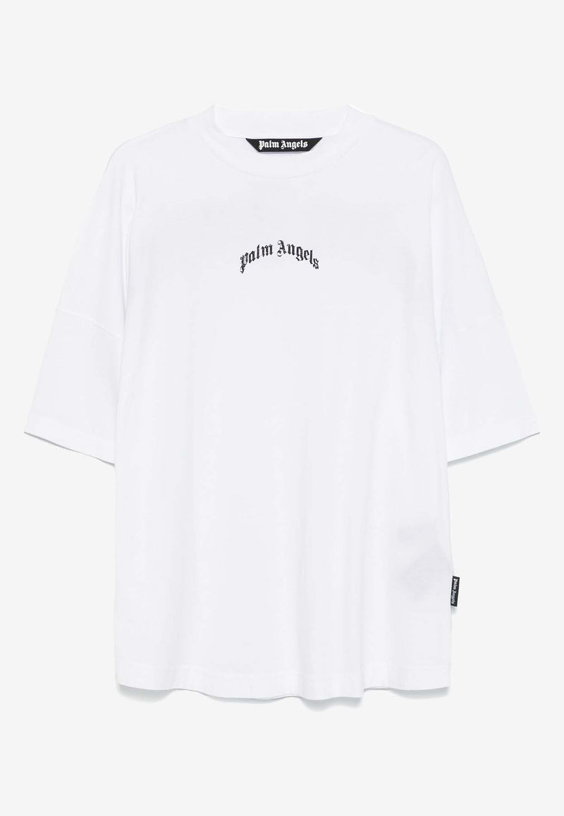 Palm Angels Curved Logo T-Shirt Off-white PMAA002S25JER001_0310