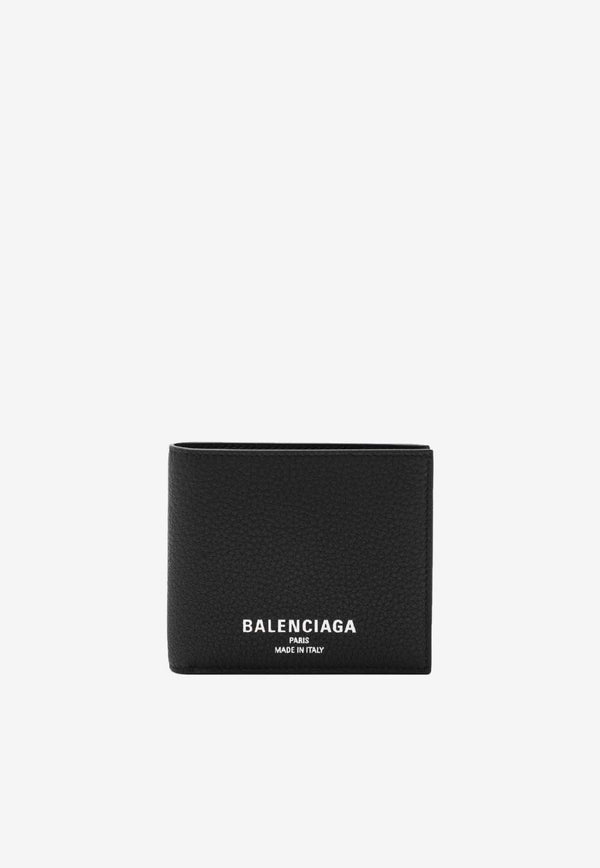 Balenciaga Logo Print Bi-Fold Leather Wallet Black 8119102ABV0/R_BALEN-1000