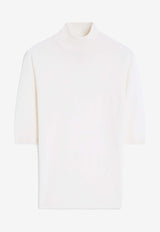 Max Mara Cecina Turtleneck Wool Knit Top White 2511361081600CECINA_001