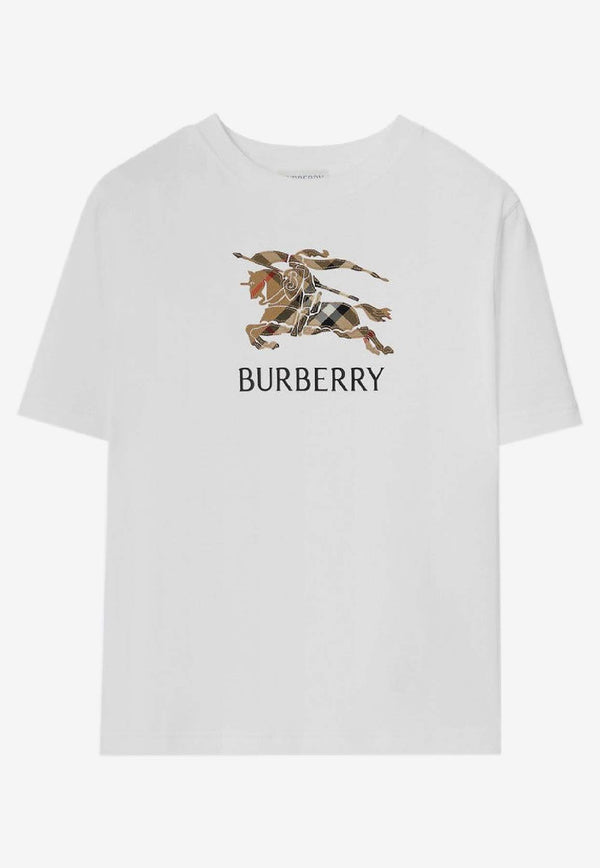 Burberry Kids Boys Checked EKD Patch T-shirt White 8120352153156/S_BURBE-A1464