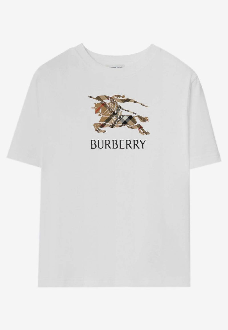 Burberry Kids Boys Checked EKD Patch T-shirt White 8120352153156/S_BURBE-A1464