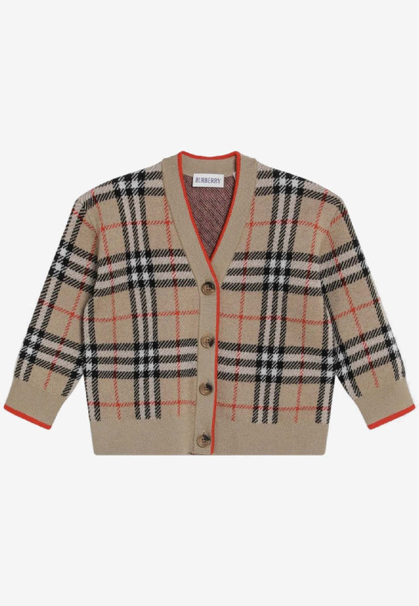 Burberry Kids Baby Boys Wool Check Cardigan Beige 8121181171210/S_BURBE-B9368
