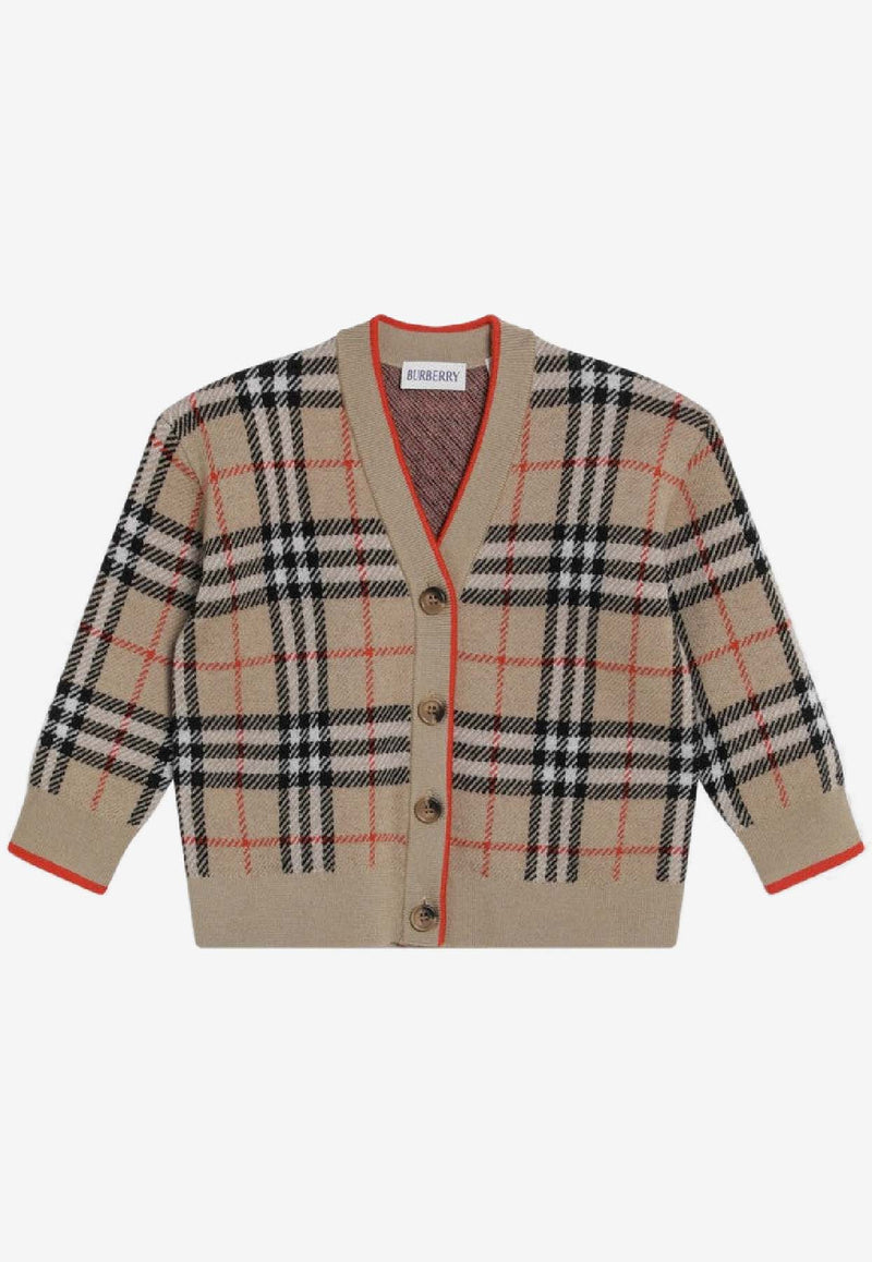 Burberry Kids Baby Boys Wool Check Cardigan Beige 8121181171210/S_BURBE-B9368
