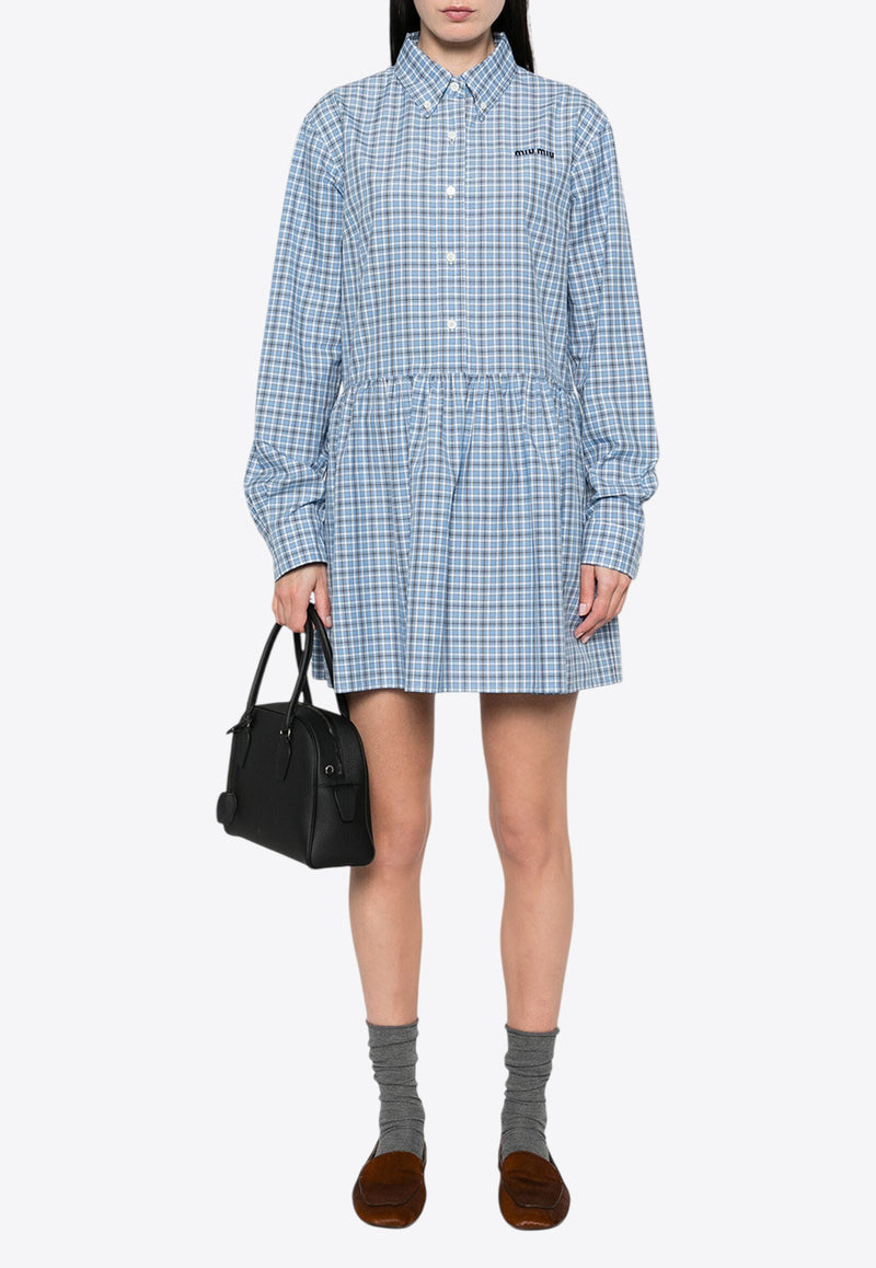 Miu Miu Checkered Mini Shirt Dress Blue MF5709SOOO16MK_F0QY6