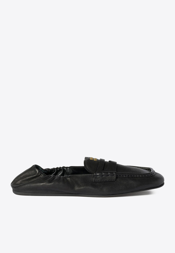 Miu Miu Logo Embossed Nappa Leather Loafers Black 5D341EF005EFX_F0002