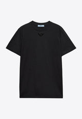 Prada Embroidered Triangle Logo Jersey T-shirt Black 35838RS16216DV_F0002