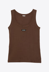 Miu Miu Logo Patch Ribbed Tank Top Brown MJT694SOOO1464_F0324