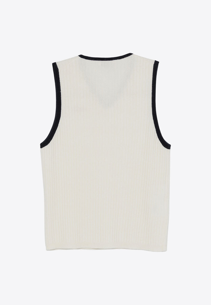 Miu Miu Ribbed Cashmere Vest White MMV254SOOO1580_F075R