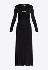 فستان جيسا طويل بقَصة عنق عميقة