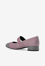 فلات باليه مُرصّع بمُقدمة مُغايرة وحزام ماري جين