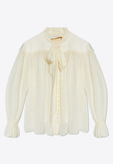 Tie Collar Button-Up Shirt