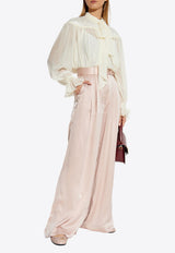 Tie Collar Button-Up Shirt