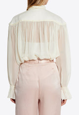 Tie Collar Button-Up Shirt