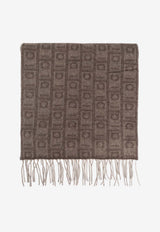 Salvatore Ferragamo Monogram Cashmere Scarf Beige 320955 SR SPACE MON 779230-CLAY STONE
