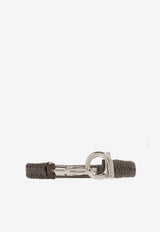 Gancini Plaque Leather Bracelet