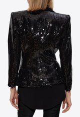 Sequined Blazer with Padded Shoulders