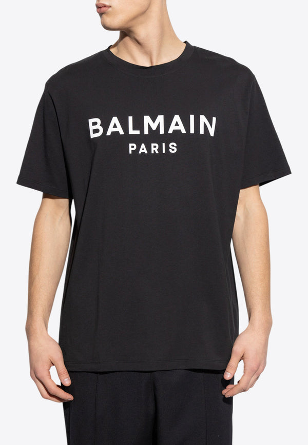 Balmain Logo Print Crewneck T-shirt Black EH1EG010 BB73-EAB