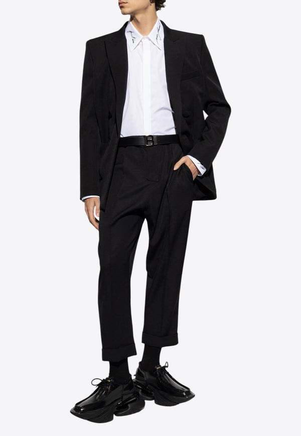 Balmain Straight-Leg Wool Pants Black EH1PQ299 WC09-0PA