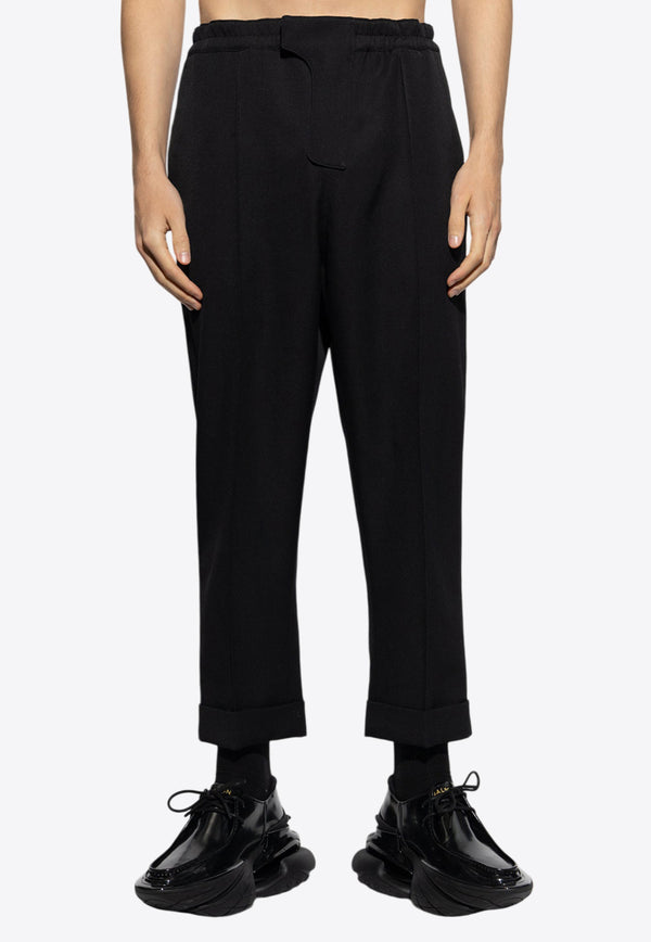 Balmain Straight-Leg Wool Pants Black EH1PQ299 WC09-0PA