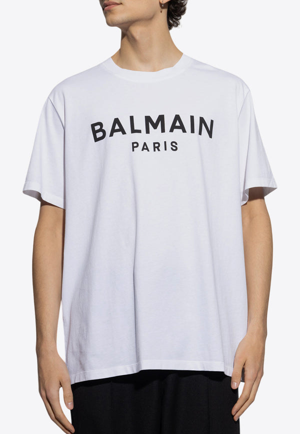 Balmain Logo Print Crewneck T-shirt White EH1EG010 BB73-GAB