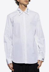 Balmain Cotton shirt with embroidered logo White EH1HS409 CF43-0FA