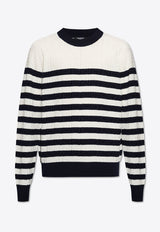 Balmain Sweater with striped pattern Cream EH1KD106 KI01-GCR