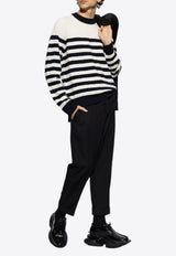 Balmain Sweater with striped pattern Cream EH1KD106 KI01-GCR