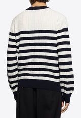 Balmain Sweater with striped pattern Cream EH1KD106 KI01-GCR
