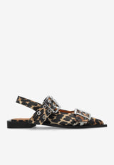 Leopard Print Buckled Slingback Flats