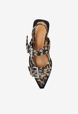 Leopard Print Buckled Slingback Flats