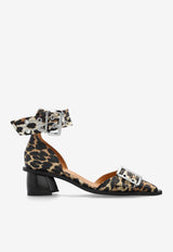 50 Leopard Print Buckled Pumps