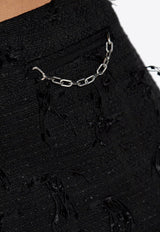 Feathered Tweed Mini Skirt