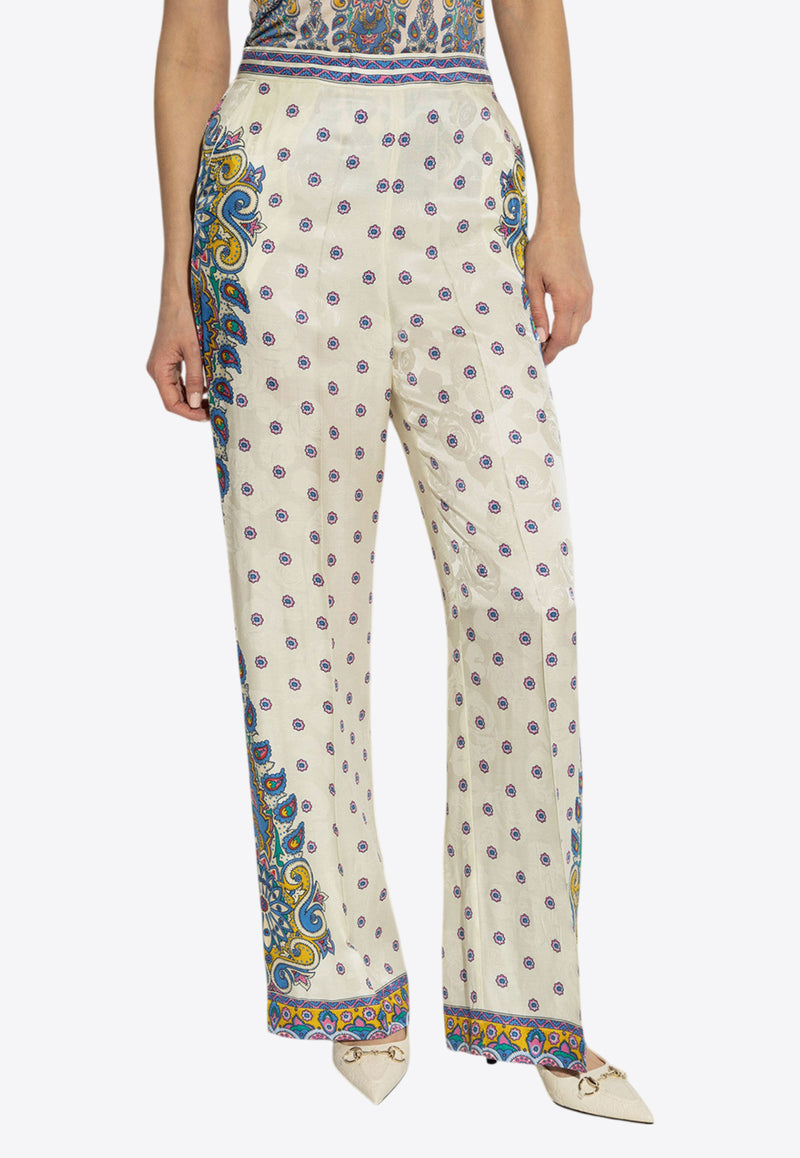 Etro Paisley Print Straight Pants Cream WREA0014 AQ115-X0800