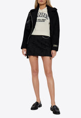 Boucle Wool Zip-Up Biker Jacket