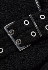 Boucle Wool Zip-Up Biker Jacket