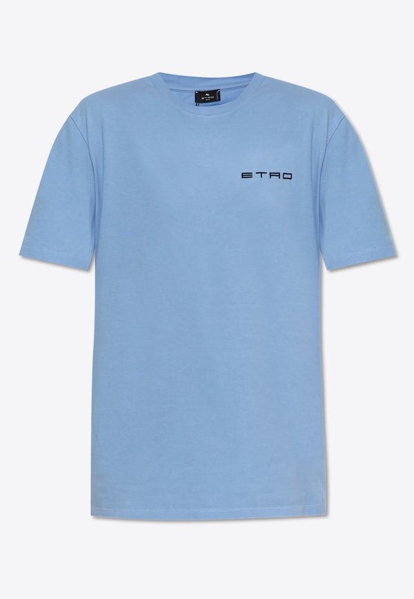 Etro Floral Print Crewneck T-shirt Light Blue WRMA0005-AK791 B1932