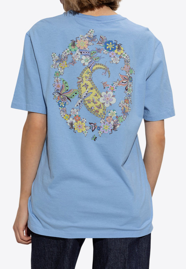 Etro Floral Print Crewneck T-shirt Light Blue WRMA0005-AK791 B1932