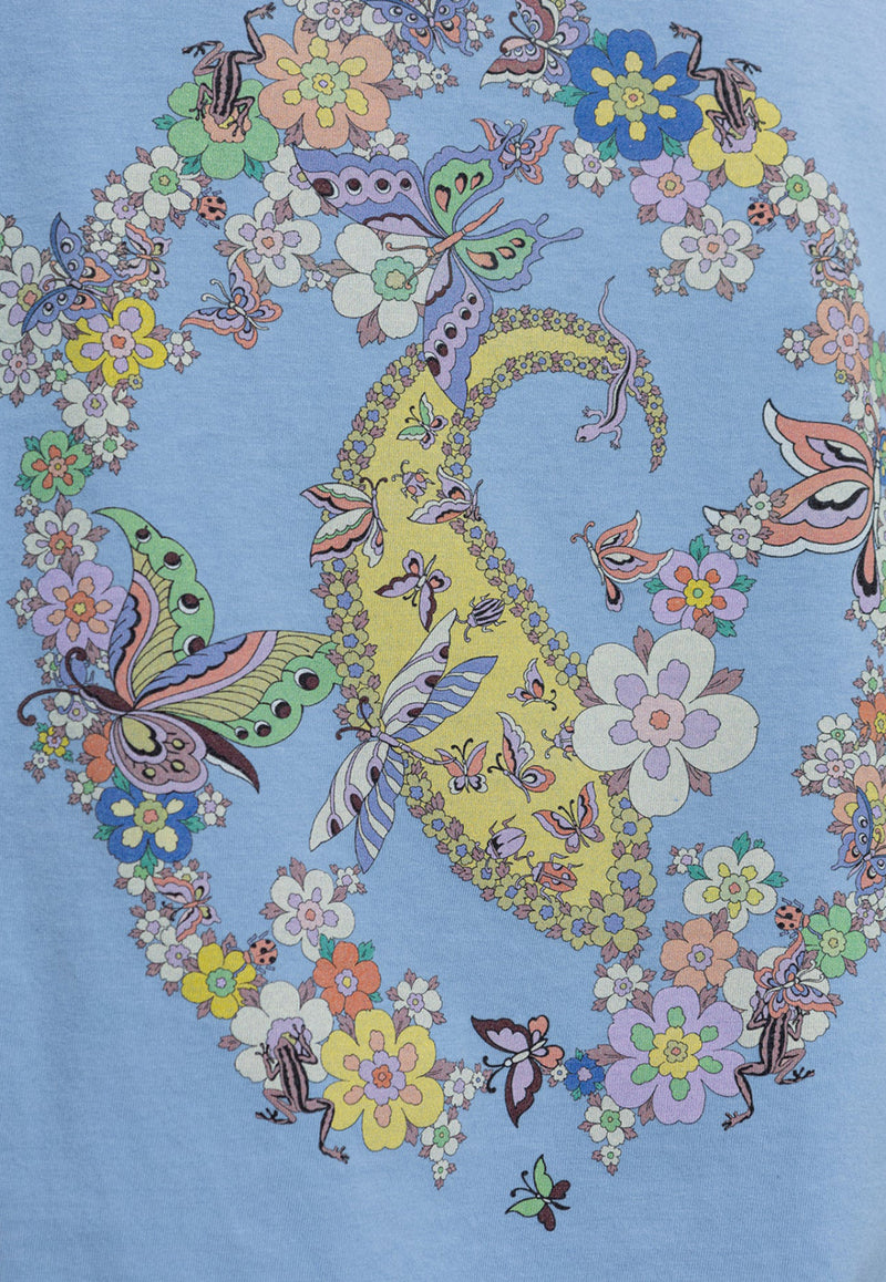 Etro Floral Print Crewneck T-shirt Light Blue WRMA0005-AK791 B1932